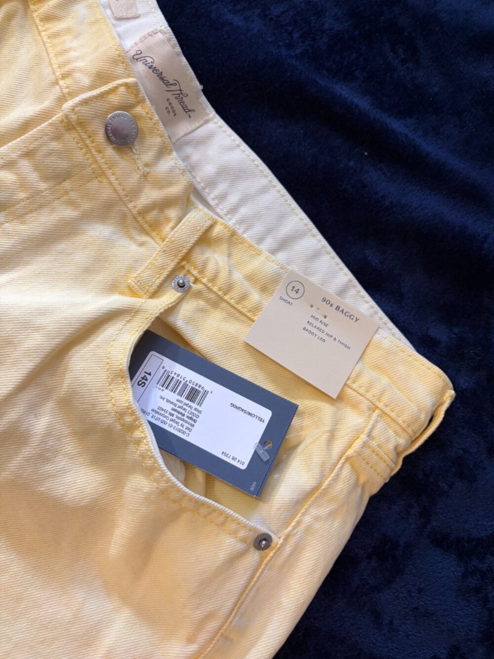 Universal Thread Mid-Rise Jeans, Size 14, Short, Color Yellow, 90s Baggy leg - Picture 3 of 9